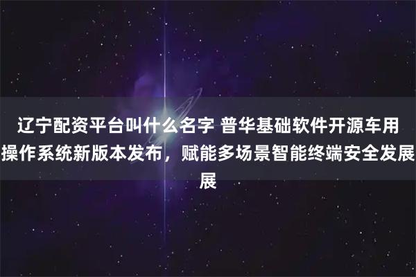 辽宁配资平台叫什么名字 普华基础软件开源车用操作系统新版本发布，赋能多场景智能终端安全发展